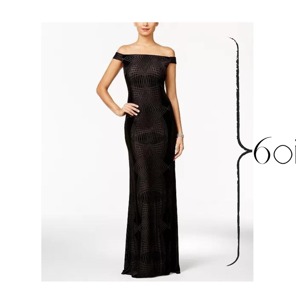 Adrianna Papell Black Velvet Off Shoulder Evening Dress